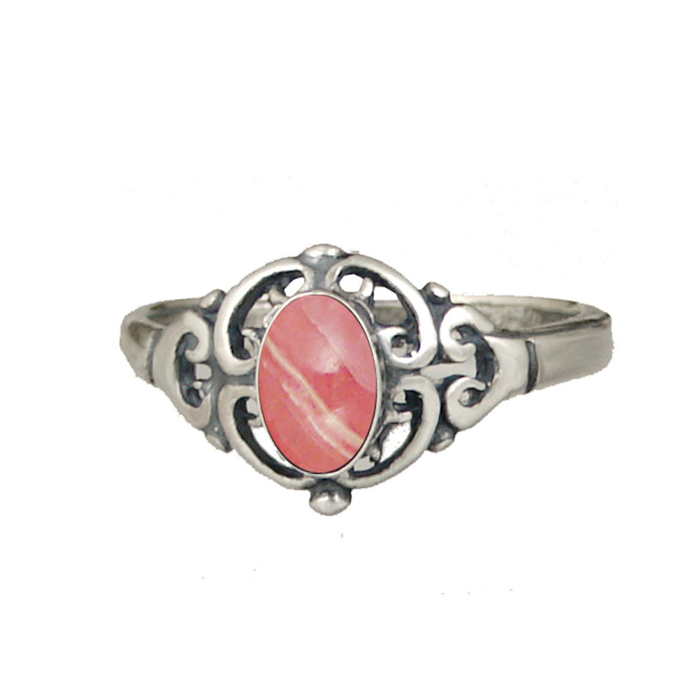 Sterling Silver Filigree Ring With Rhodocrosite Size 10